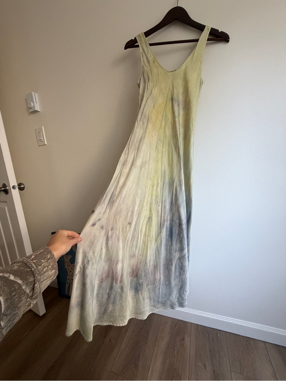 Vintage Hand Dyed Silk Dress with Subtle Multicolor Wash - Picture 12 of 16